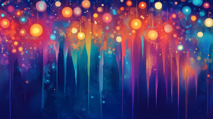 Abstract colorful light patterns with vibrant splashes and bubbles  