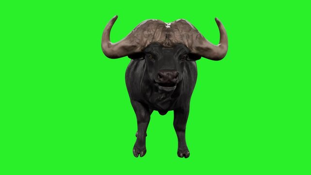 Buffalo Walk Cycle Animation on Green Screen