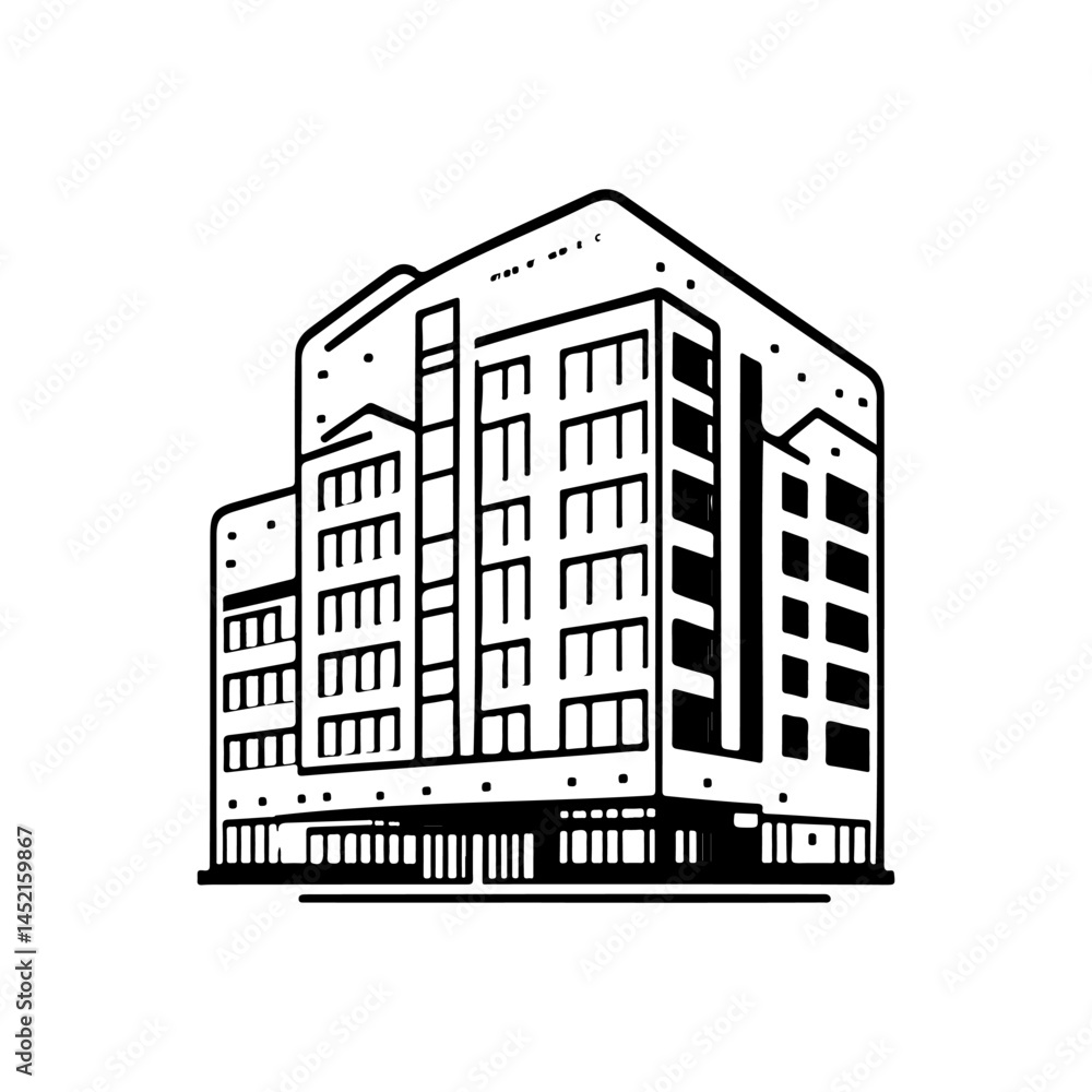 Poster abstract vector illustration portraying a modern building architecture design