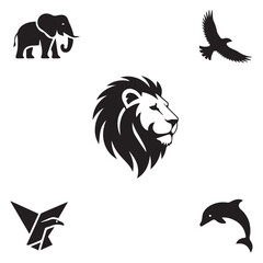 Animals logos collection. Animal logo set. Isolated on White background