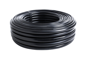 Massive Black Plastic Tubing Coil - Industrial Strength Material, Isolated on White Background, on transparent background