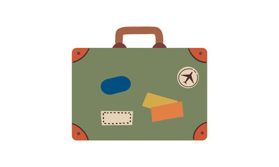 Suitcase for travel, summer holidays, vacation. Traveler's luggage. Tourist's suitcase. Vintage retro style.