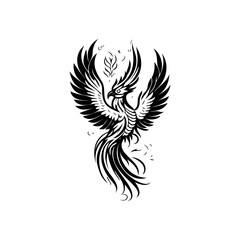 Phoenix rising: A stylized depiction of rebirth, transformation and soaring spirit