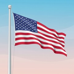 American flag waving in the sky