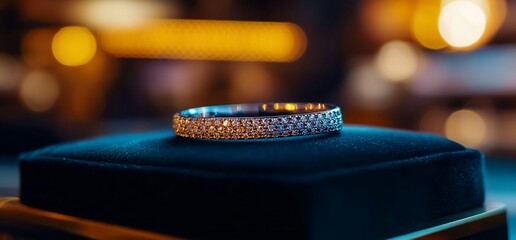 Exquisite diamond bracelet resting on luxurious velvet display stand