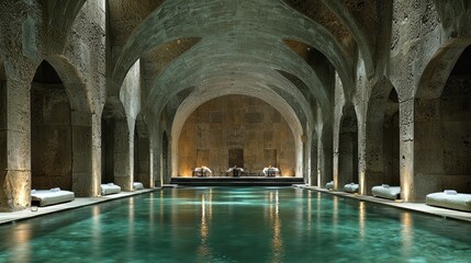 Ancient pool architectural spa interior