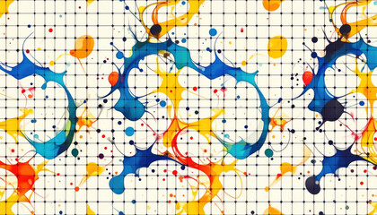 Abstract Colorful Swirls on Grid Pattern Background Design