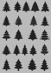 Obraz premium Black Christmas Trees: Silhouette Collection AI Generated