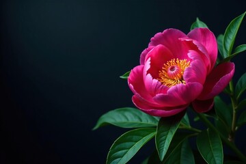 Bold peony blooms, lush foliage, dark background , home decor, fabric