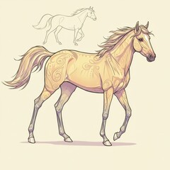 Obraz premium Beige horse illustration