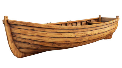 Detailed Wooden Rowboat Rendering Isolated on transparent background