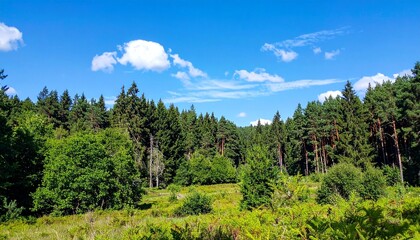 Flourishing Forest Varied Wildlife Blue Sky Environment