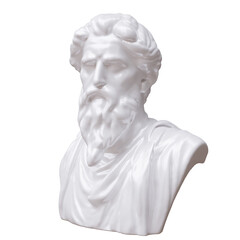 Obraz premium Marble statue of a man isolated on white transparent. Ancient greek sculpture male head and bust