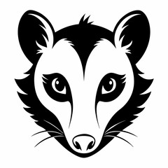 Opossum head silhouette vector black on white background 