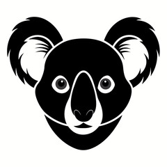 Koala head silhouette vector black on white background