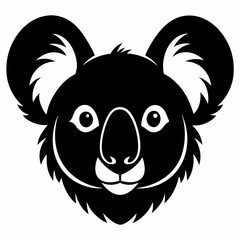 Koala head silhouette vector black on white background