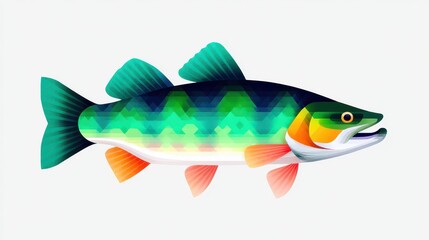 Vibrant Geometric Fish Design Aquatic Life Illustration Colorful Tropical Fish Artwork