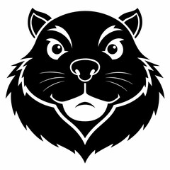 Beaver head silhouette vector black on white background