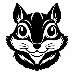 Chipmunk head silhouette vector black on white background