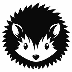 Hedgehog head silhouette vector black on white background © SmartArt