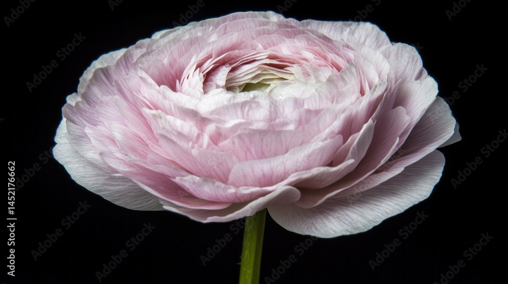 Poster a soft pink ranunculus flower stands out with its layered petals, creating a stunning visual effect