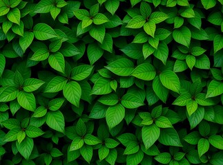 Obraz premium Lush green leaves forming dense natural foliage background in vibrant botanical texture 