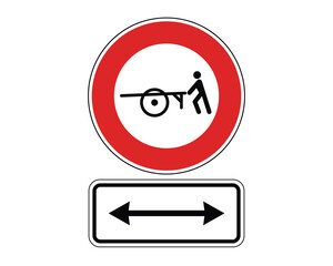 No Pedestrians with Handcarts Sign – Bidirectional Restriction – High-Quality Vector Stock Image