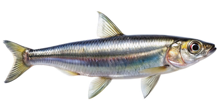 A single American Shad fish displaying its iridescent scales against a dark background