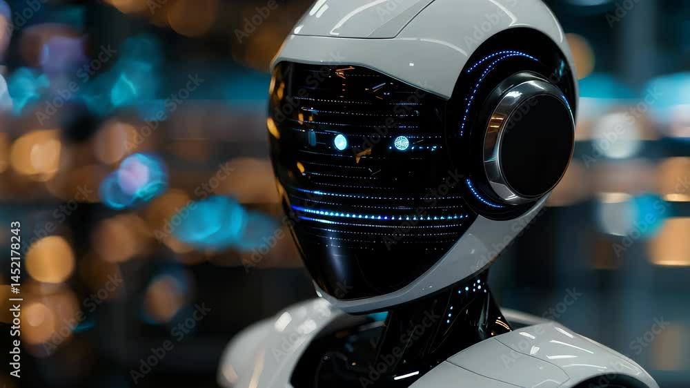 Aufkleber this image showcases a sleek humanoid robot featuring advanced ai technology and glowing accents, re