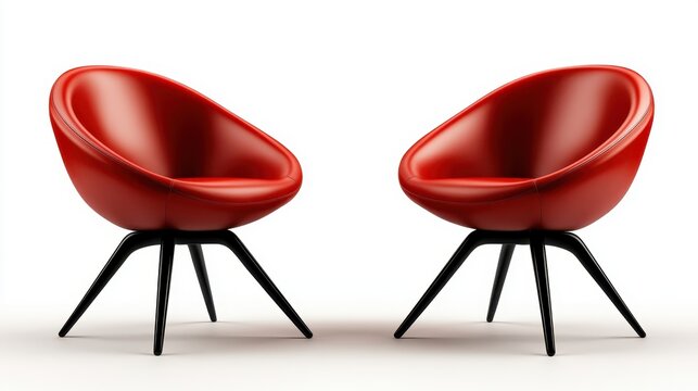 These stylish red chairs with sleek black legs offer a modern touch to any space, perfect for contemporary homes or offices looking for a statement piece.