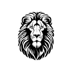 Obraz premium Striking monochrome illustration of a majestic lion head on clean backdrop