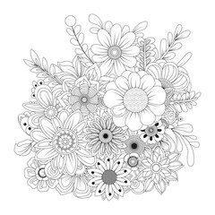 Detailed floral arrangement black and white design