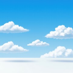 Clear blue sky with fluffy clouds