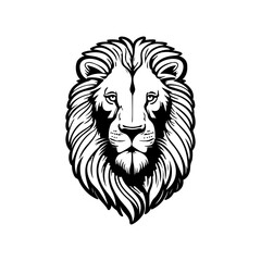 Majestic Lion Face Graphic Design, Emblematic Representation of Feline Strength