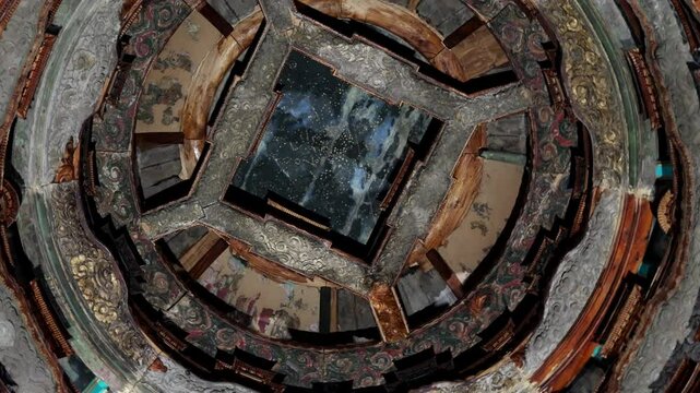 Round starry sky Caisson Ceiling in Temple of Agriculture (Xiannongtan), Beijing, China