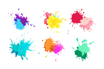 Watercolor Paint Splashes and Ink Blots Collection – Colorful Artistic Elements for Design