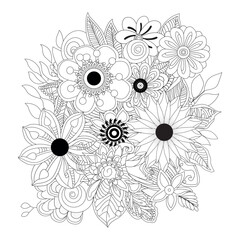 Floral arrangement black and white coloring page