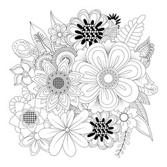 Detailed floral pattern coloring page design