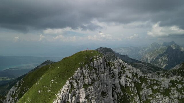 rocky mountains landscape under a cloudy sky in summer in Levico Terme, Italy