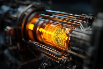 Glowing Fingerprint Within A Metallic Industrial Machine