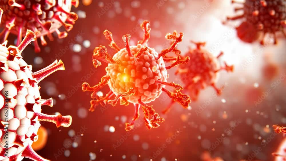 Poster this vivid close-up image showcases the intricate structure of a virus, highlighting its unique feat