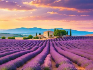 "Morning Light Bathes Lavender Fields in Provence, France"