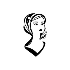 Stylized monochrome portrait embodying classic beauty and graceful lines