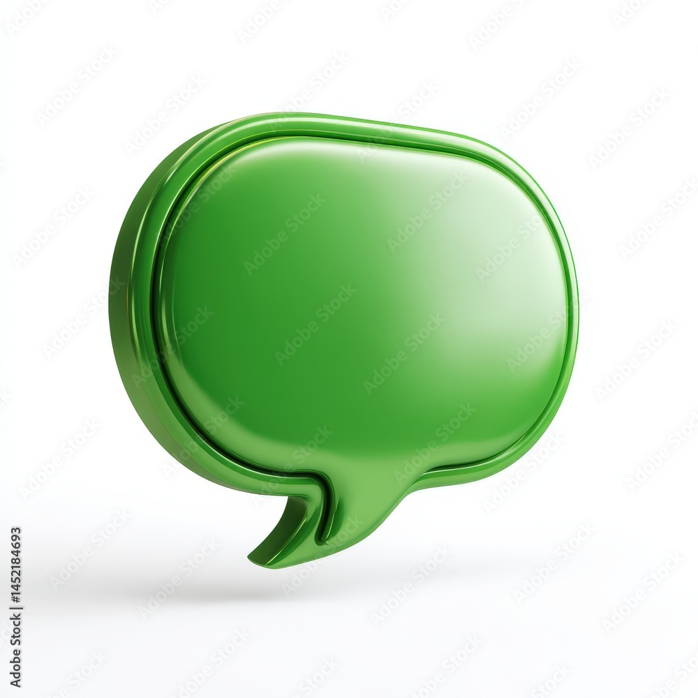 Poster glossy green speech bubble 3d render isolated on white background perfect for communication concept 