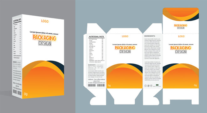 A modern packaging box template suitable for medical, pharmaceutical, or supplement products. Clean layout, editable text, and vibrant geometric design ensure premium brand visibility.