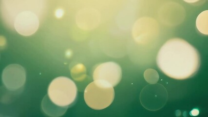 Animated bokeh lights twinkle and float gently across a green background creating a magical effect. - Powered by Adobe