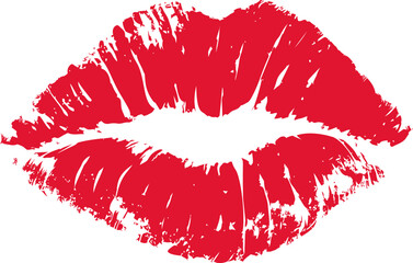 Red lipstick kiss print, bold and romantic symbolism. Vector illustration.