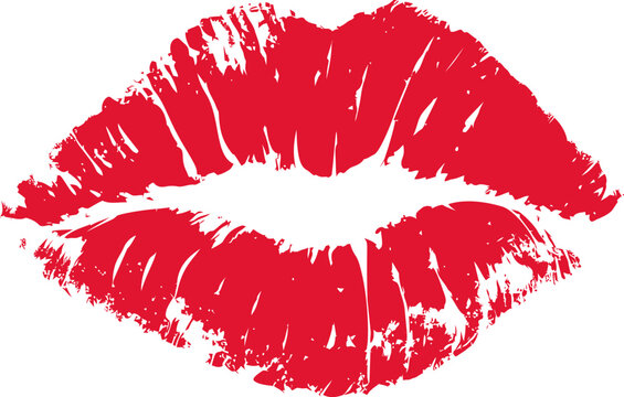 Red lipstick kiss print, bold and romantic symbolism. Vector illustration.