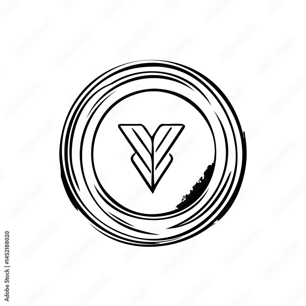 Poster abstract circular emblem design with geometric symbol in minimalist style