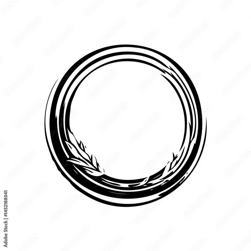 Poster abstract circular emblem design with botanical elements for creative projects